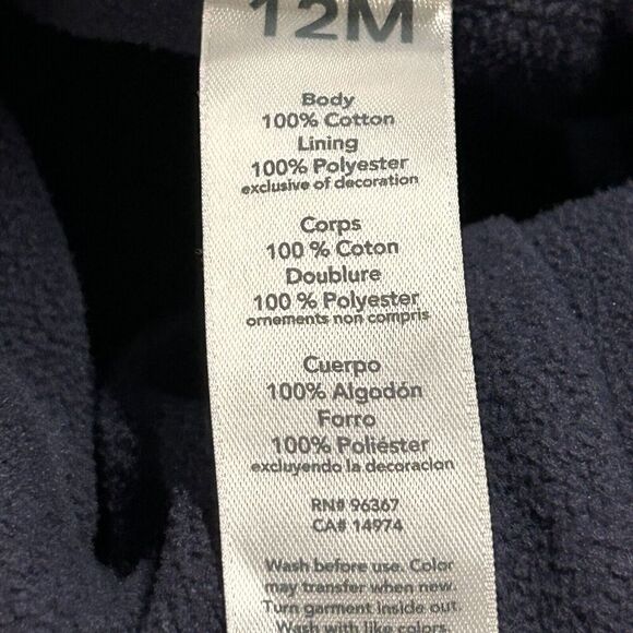 OSHKOSH B’GOSH Overalls Size 12 Months Dark Denim Blue Fleece Lined Diaper Snaps - Picture 9 of 10